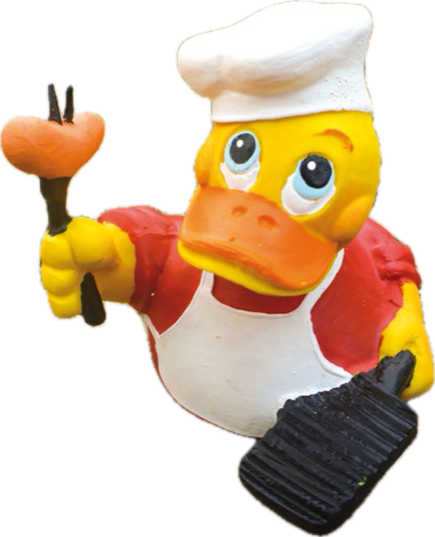 Quitscheente als Grillmeister