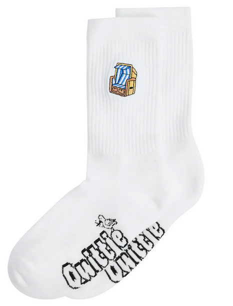 weiße socken mit Strandkorbmotiv